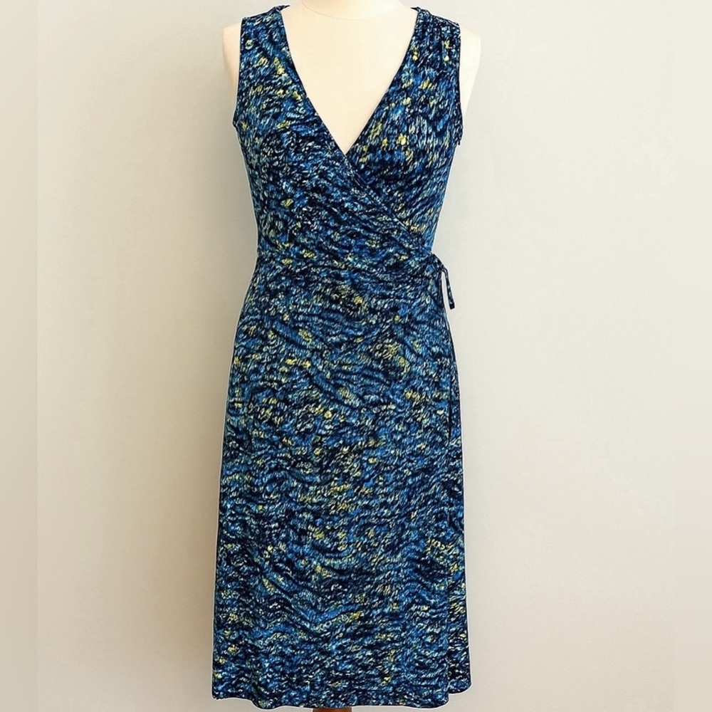 Jones Studio Blue and Yellow Patterned Dress
